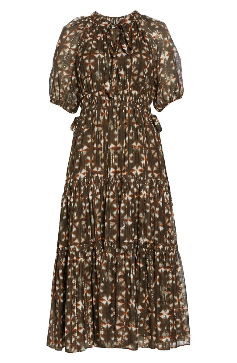 Ulla Johnson Metallic Silk Midi Dress, Alternate, color, 