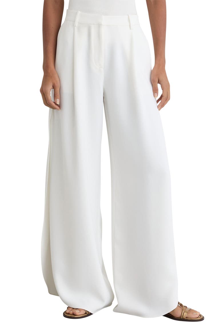 Deena Side Split Wide Leg Trousers, Main, color, WHITE