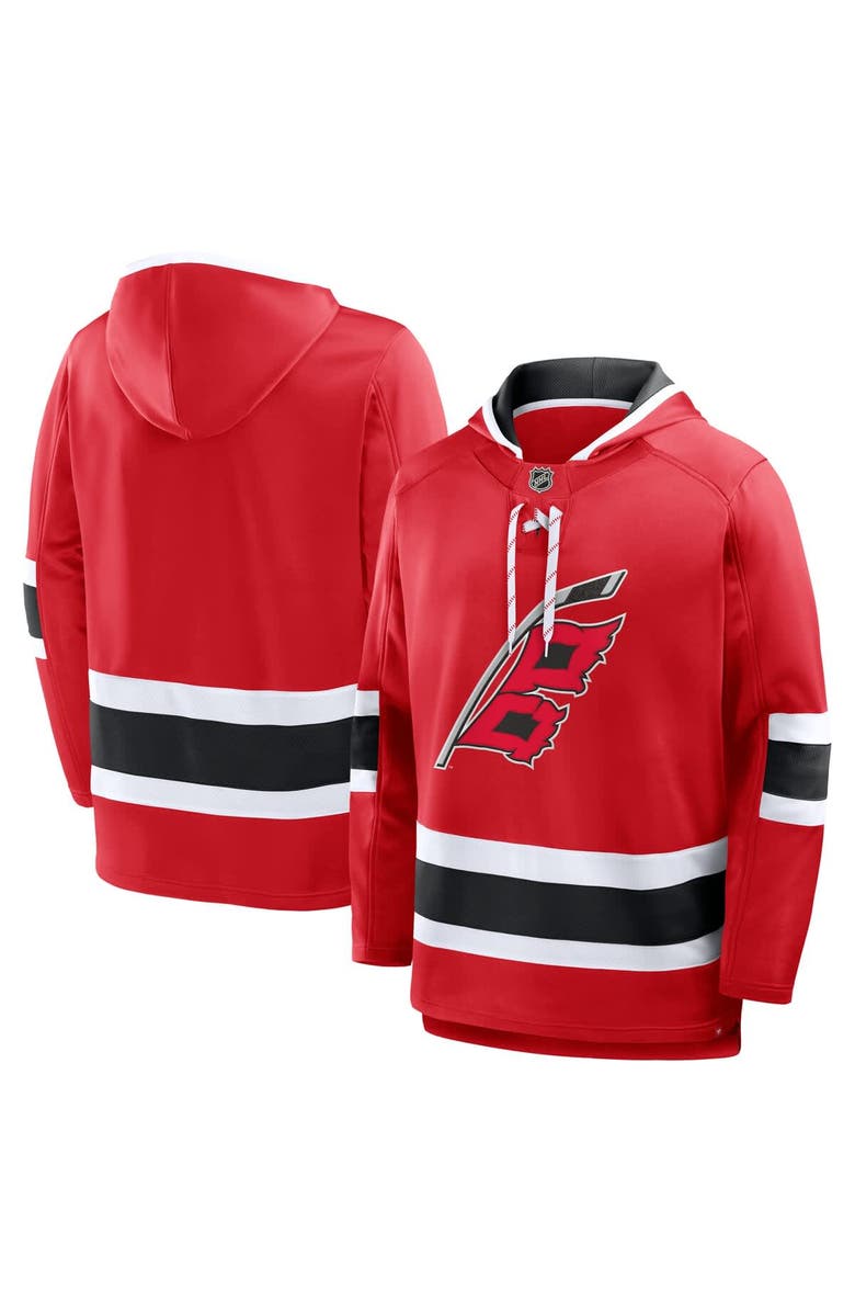 FANATICS Men
s Fanatics Red Carolina Hurricanes Prime Time Fleece Hoodie, Main, color, Red