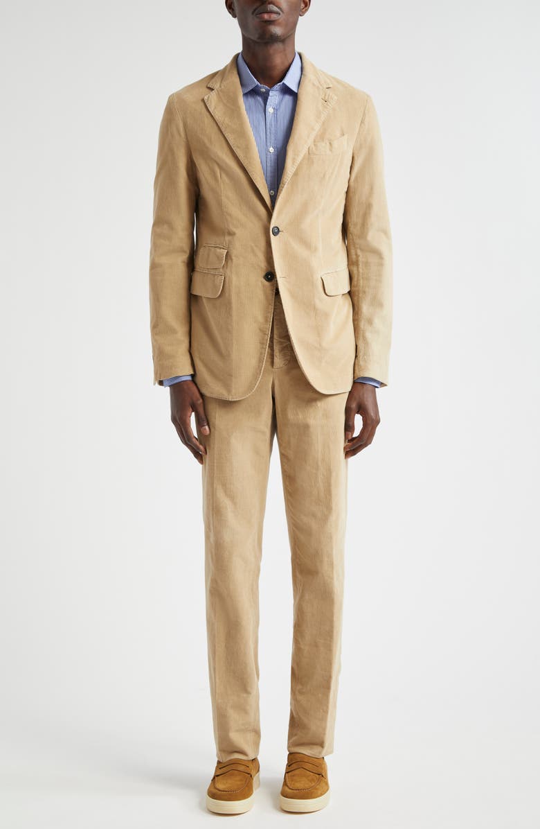Massimo Alba Cotton Corduroy Suit, Main, color, Desert