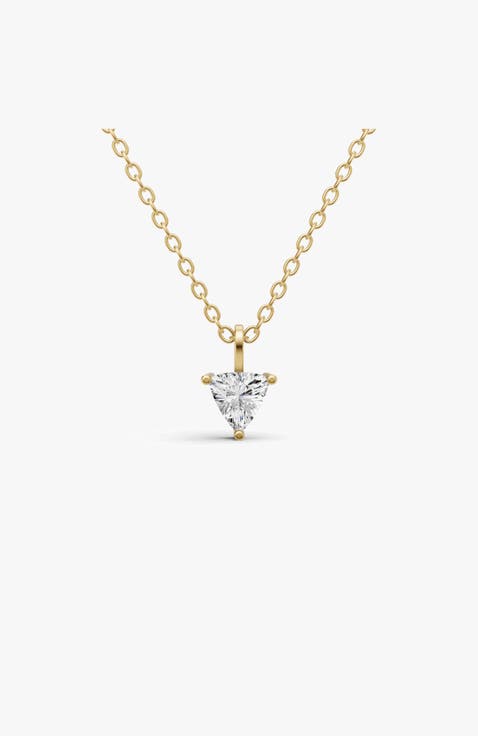14K Gold 0.25 ct Lab Grown Trillion Shape Diamond Solitaire Pendant with Bail