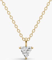 SEREIA OFFICIAL 14K Gold 0.25 ct Lab Grown Trillion Shape Diamond Solitaire Pendant with Bail