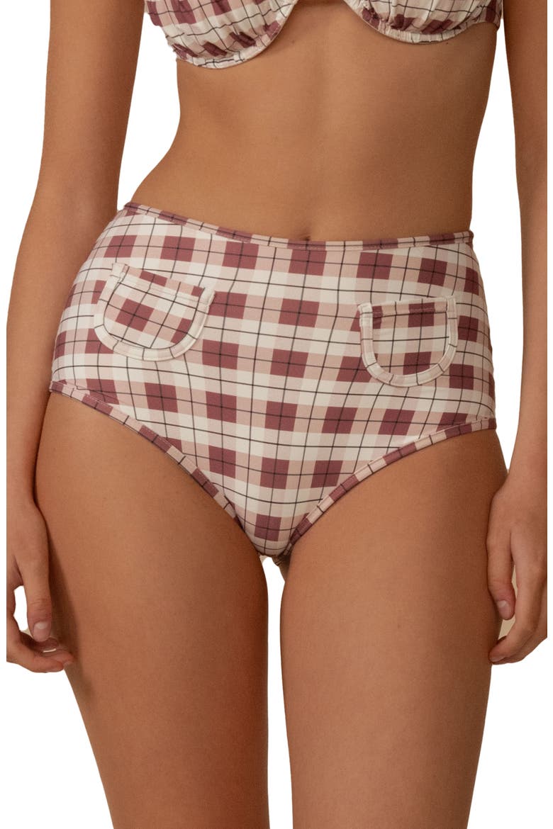 Polly Plaid Bikini Bottoms, Main, color, MAROON PLAID