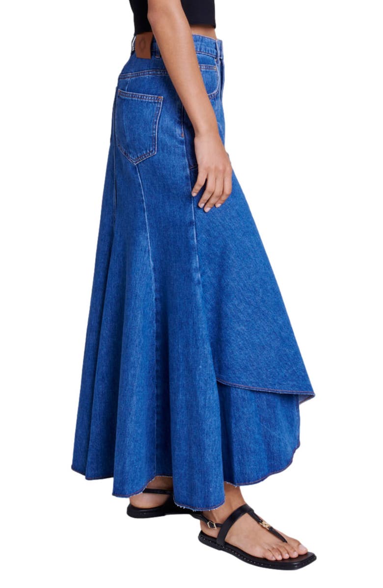 maje Jondulys Layered Denim Maxi Skirt, Alternate, color, 