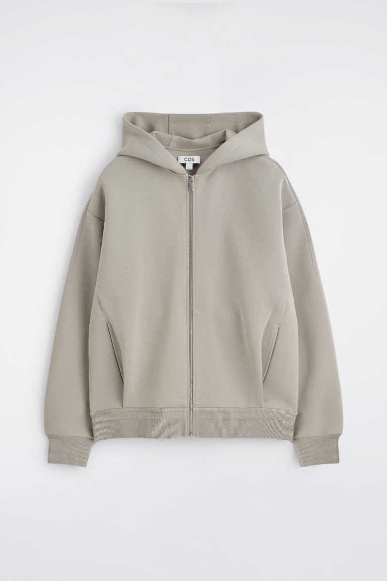 Cotton-piqué Zip-up Hoodie, Alternate, color, BEIGE
