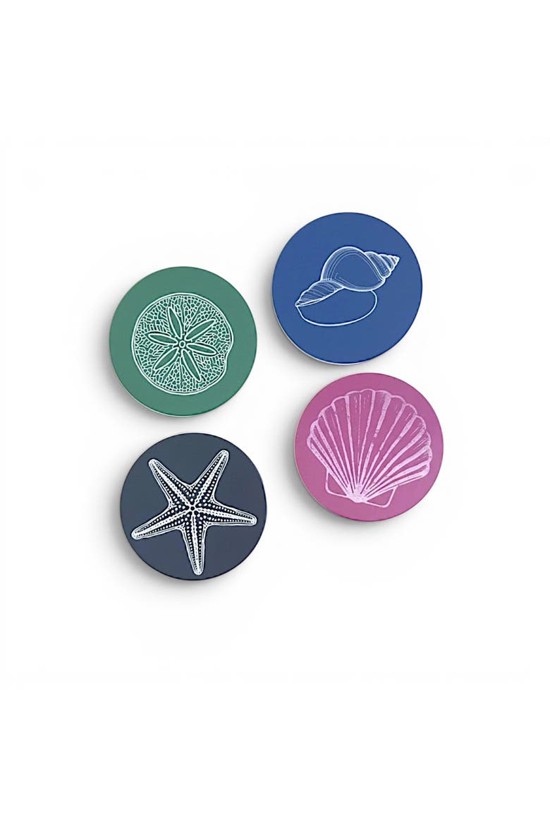 Ceramic Coasters with Coastal Desgins - Set of 4, Alternate, color, Multicolor