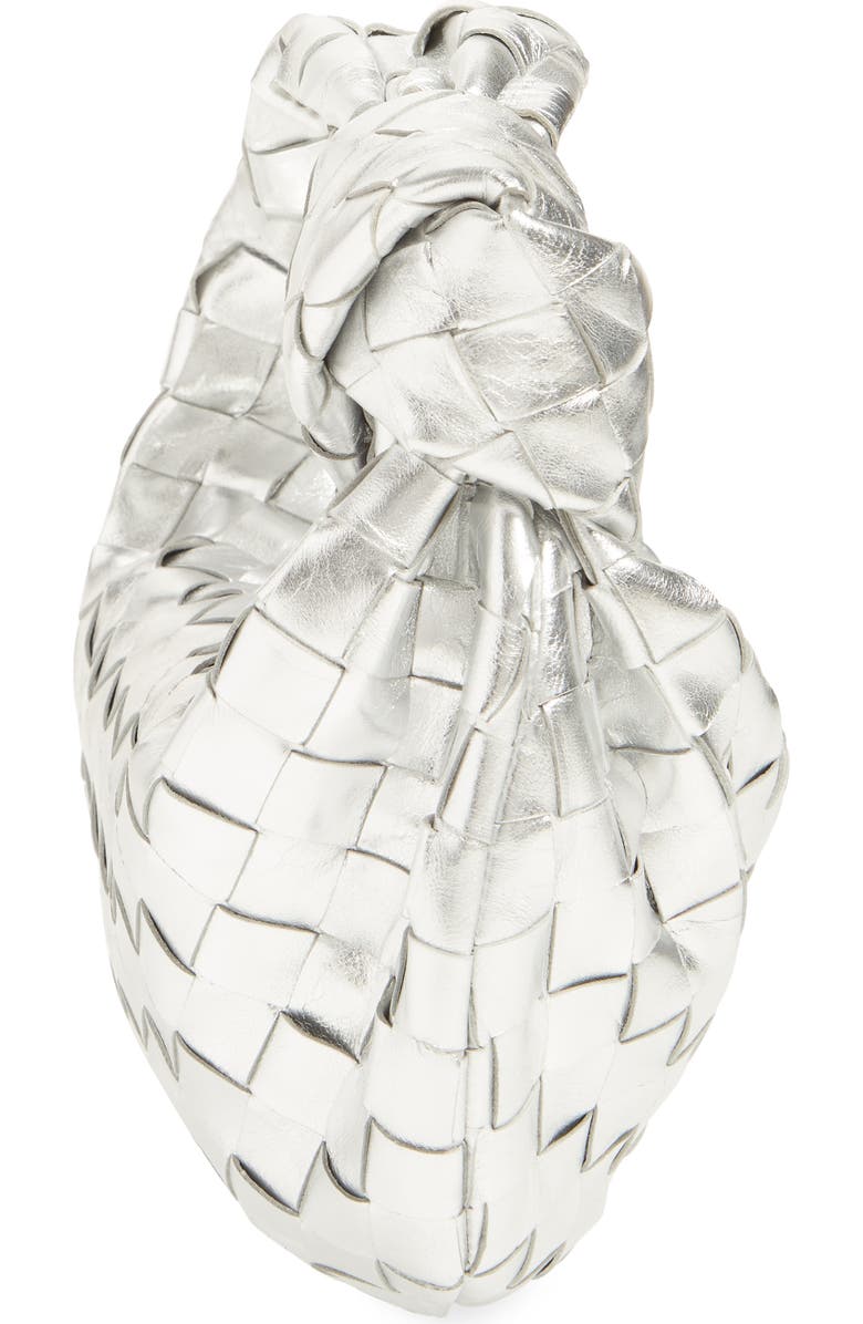 Bottega Veneta Mini Jodie Intrecciato Metallic Leather Top Handle Bag, Alternate, color, 8101 Silver- Silver