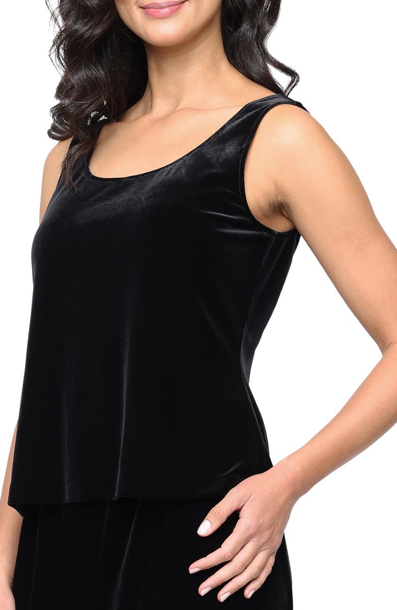 Alex Evenings Stretch Velvet Two-Piece Scoop Neck Tank & Jacket, Alternate, color, Black