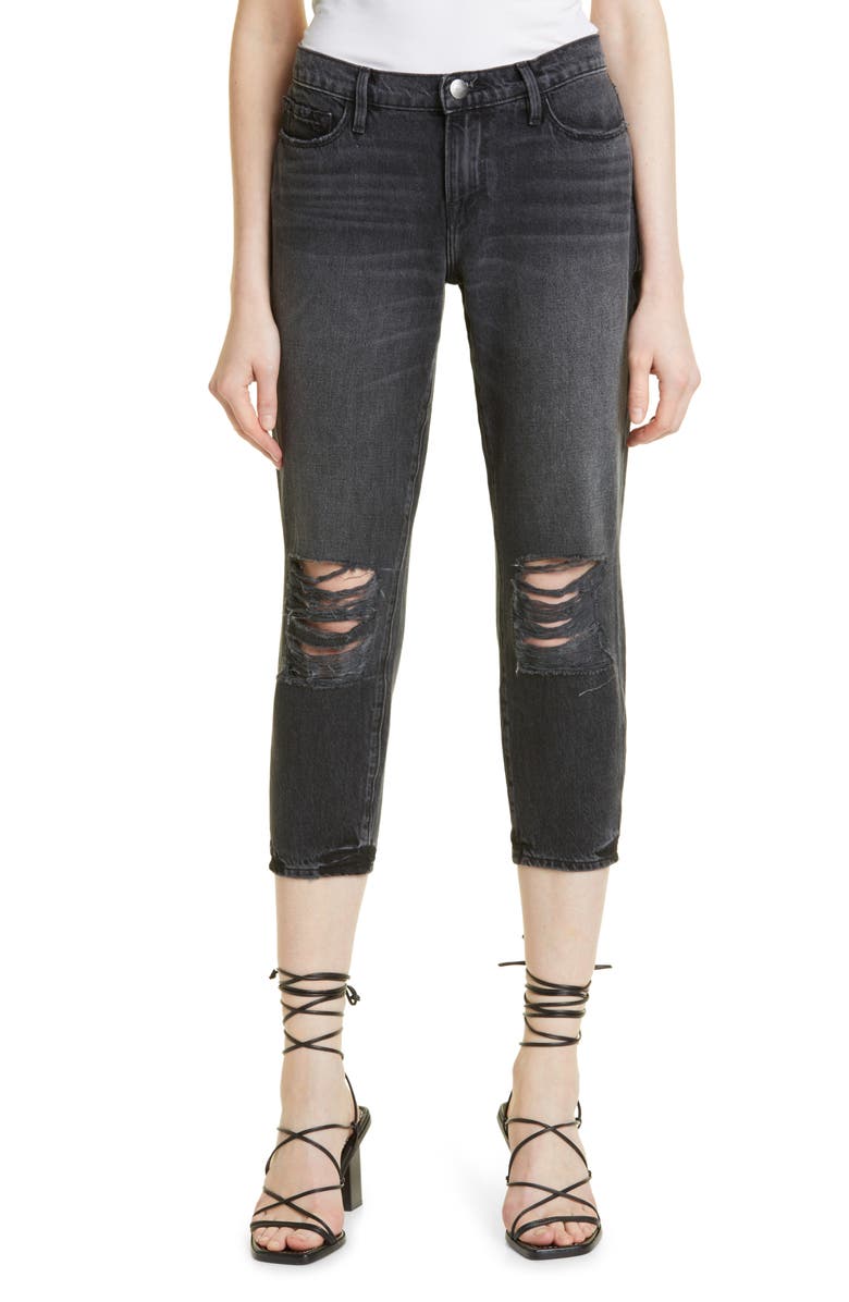 FRAME Le Garcon Ripped Crop Straight Leg Boyfriend Jeans, Main, color,