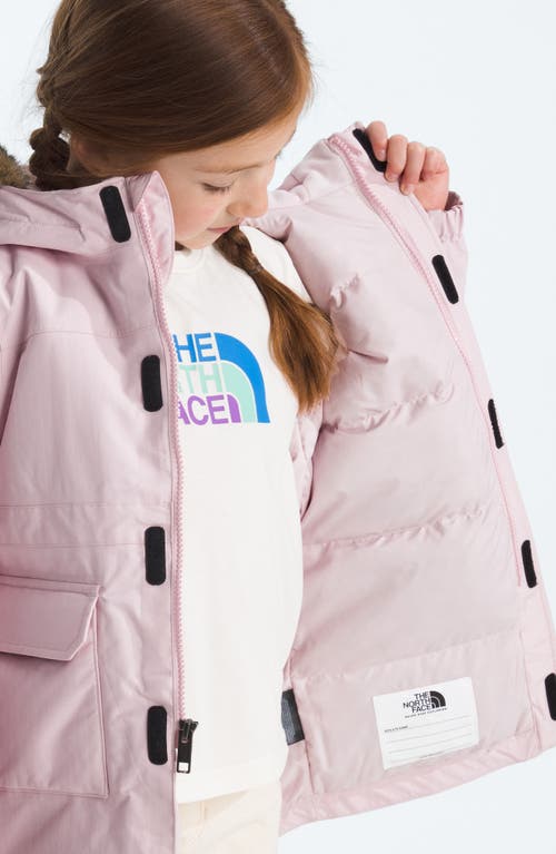 The North Face Kids' Arctic Waterproof 550-fill Power Down Parka With Faux Fur Trim In Pink