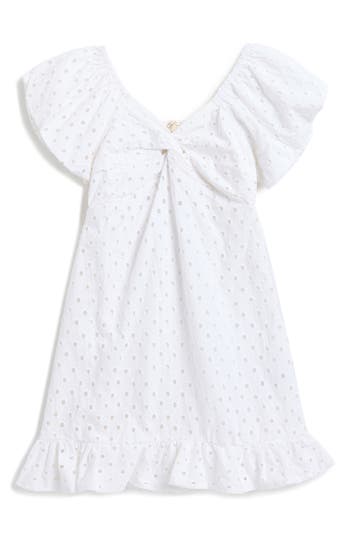 JESSICA SIMPSON JESSICA SIMPSON KIDS' EYELET TWIST FRONT COTTON DRESS