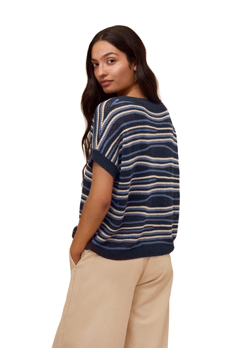 Landscape Stripe Knitted Top, Alternate, color, Navy Multi