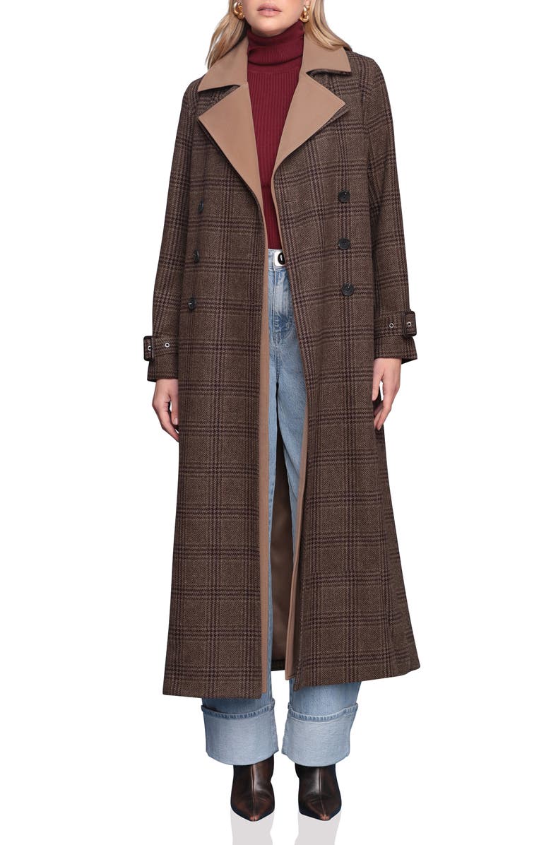 Avec Les Filles Double-Layer Trench Coat, Main, color, Brown Plaid Multi