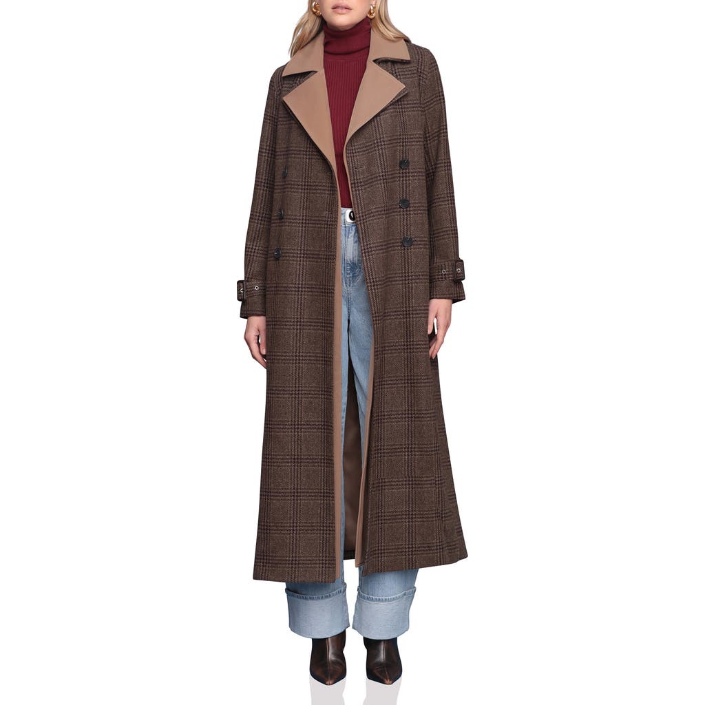 Avec Les Filles Double-layer Trench Coat In Brown