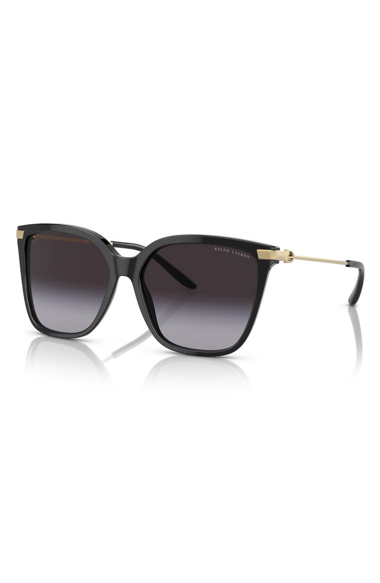 Ralph Lauren The Jacquie 57mm Gradient Irregular Sunglasses, Alternate, color, Shiny Black / Gradient Grey