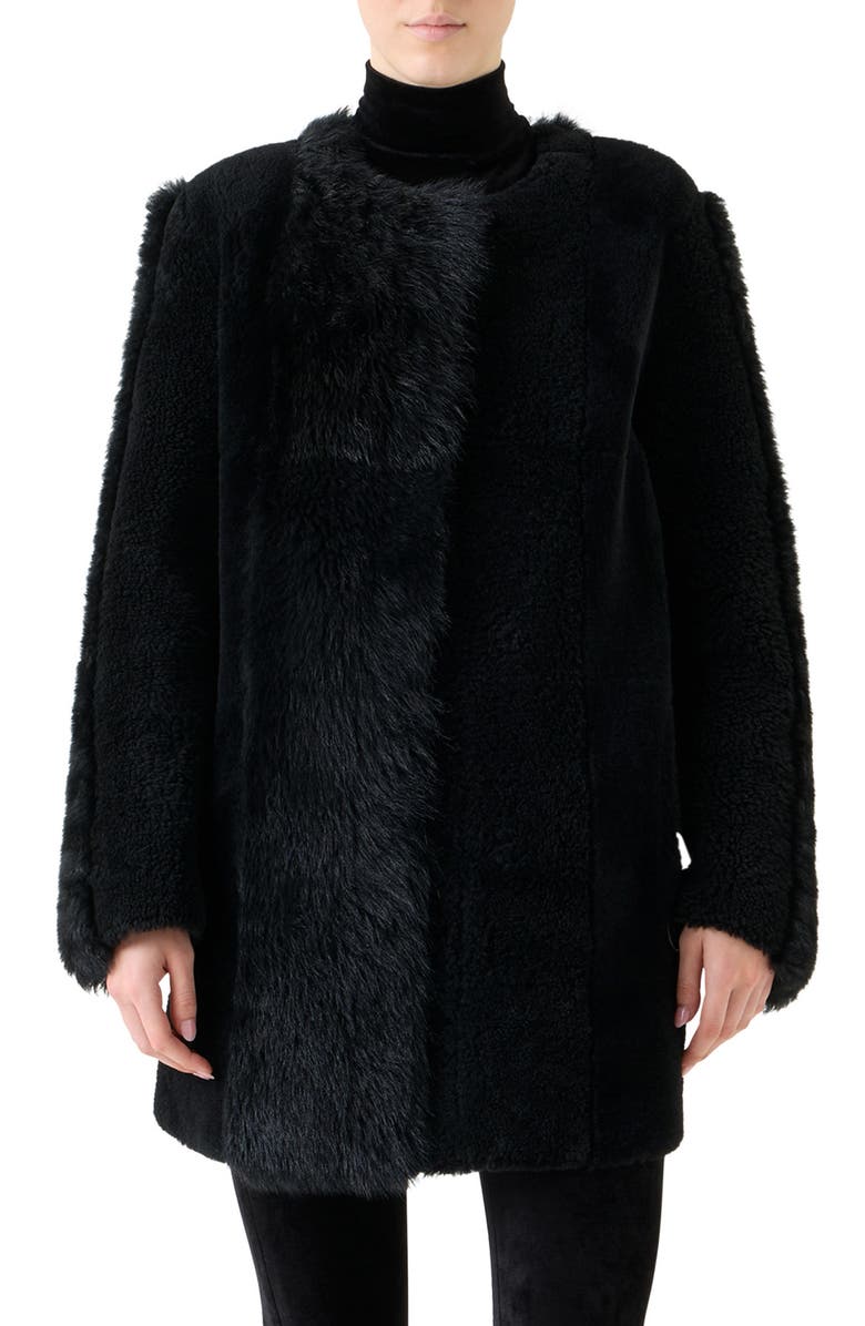 Akris punto Genuine Shearling Coat, Main, color, Black