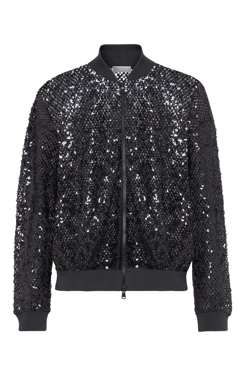 Brunello Cucinelli Dazzling Net Embroidery cardigan, Main, color, 