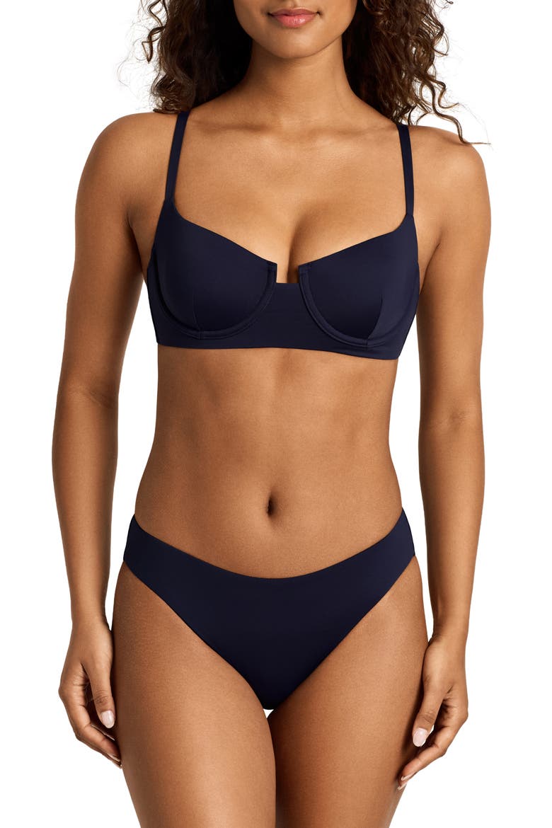 Notched Underwire Bikini Top, Alternate, color, DARK NAVY