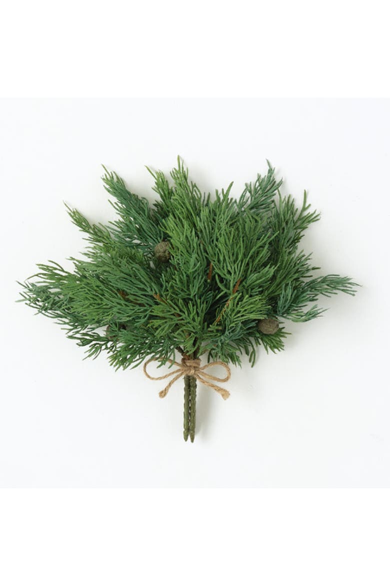 Sullivan's Christmas Cedar Bouquet, Green Faux Floral Stem for Crafting, Weddings, Home and Holiday Decoration, 8 Inch, Main, color, Green