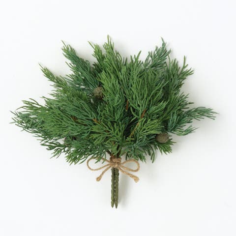 Sullivan's Christmas Cedar Bouquet, Green Faux Floral Stem for Crafting, Weddings, Home and Holiday Decoration, 8 Inch