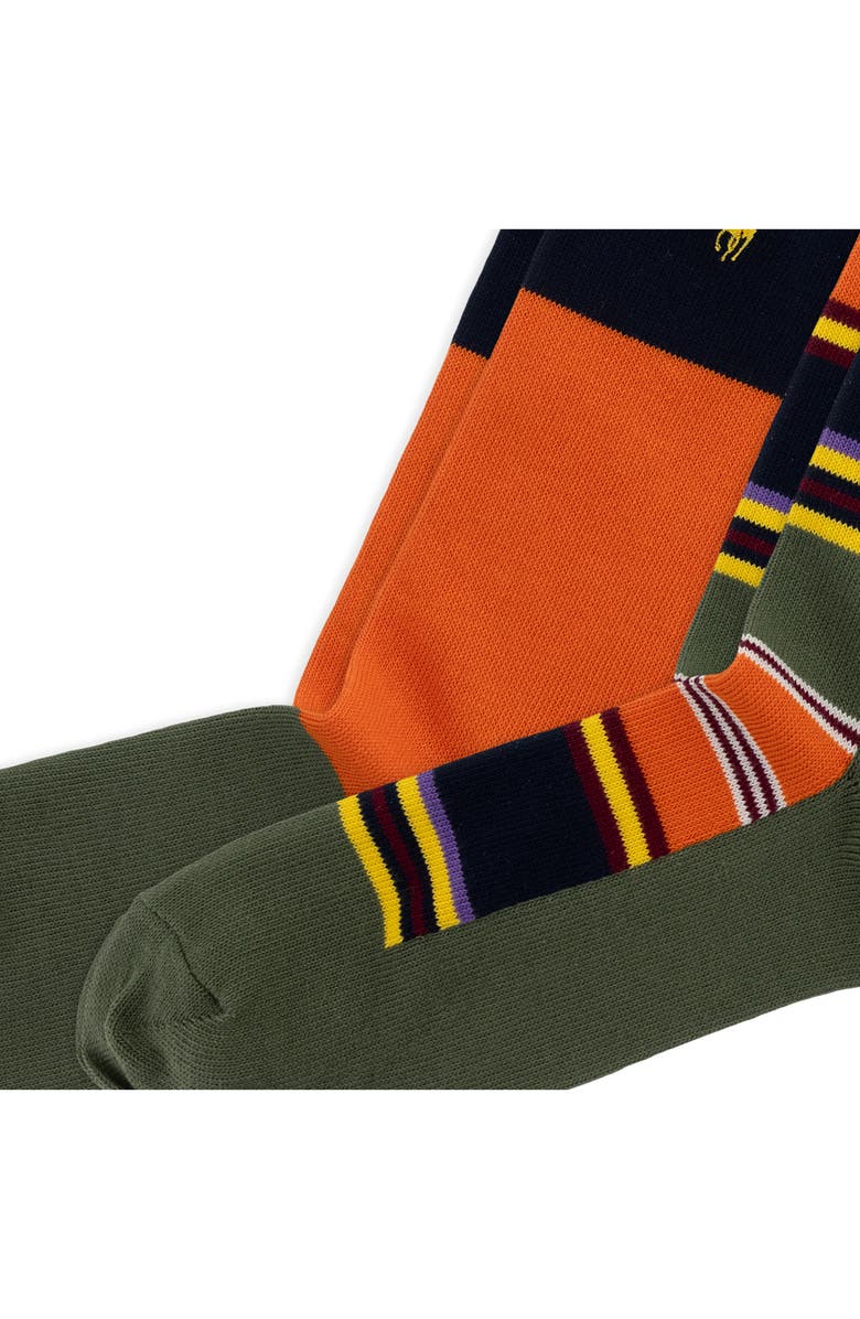 Polo Ralph Lauren Assorted 2-Pack Multistripe Cotton Blend Dress Socks, Alternate, color, Green Multi