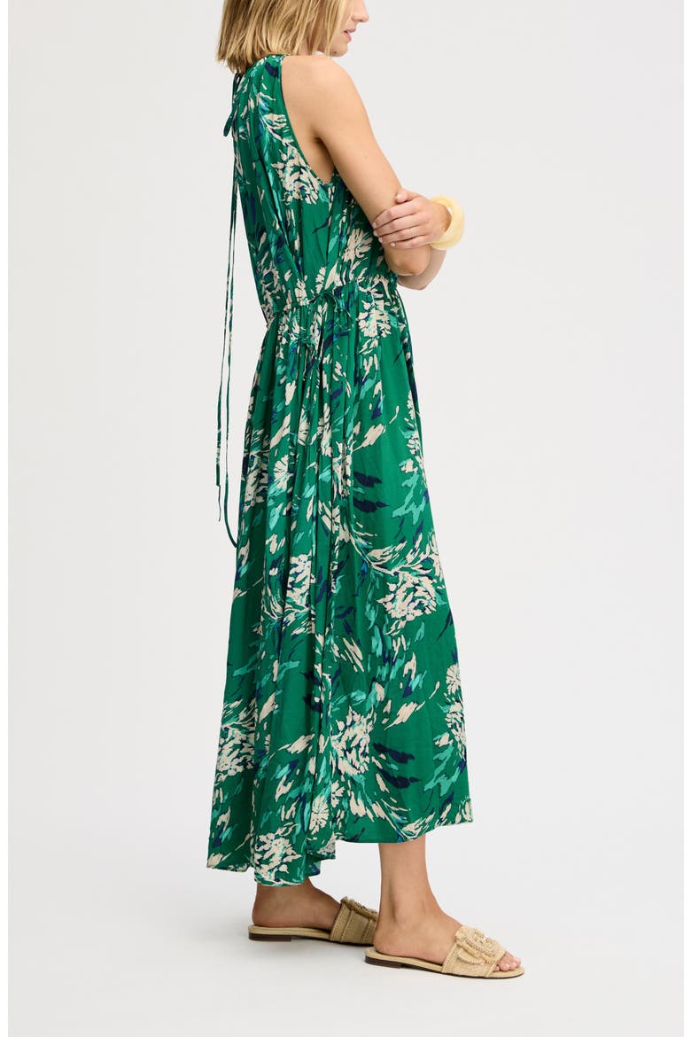 Print Side Tie Sleeveless Maxi Dress, Alternate, color, DARK SPRING GREEN
