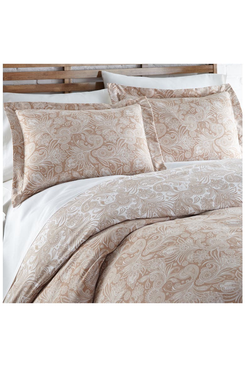 Pure Mircofiber Duvet Set, Alternate, color, PAISLEY TAUPE