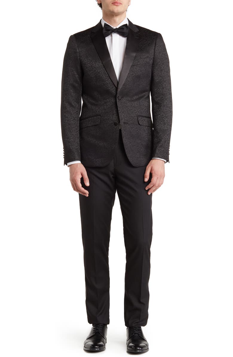 SOUL OF LONDON Tonal Paisley Suit, Main, color, Black
