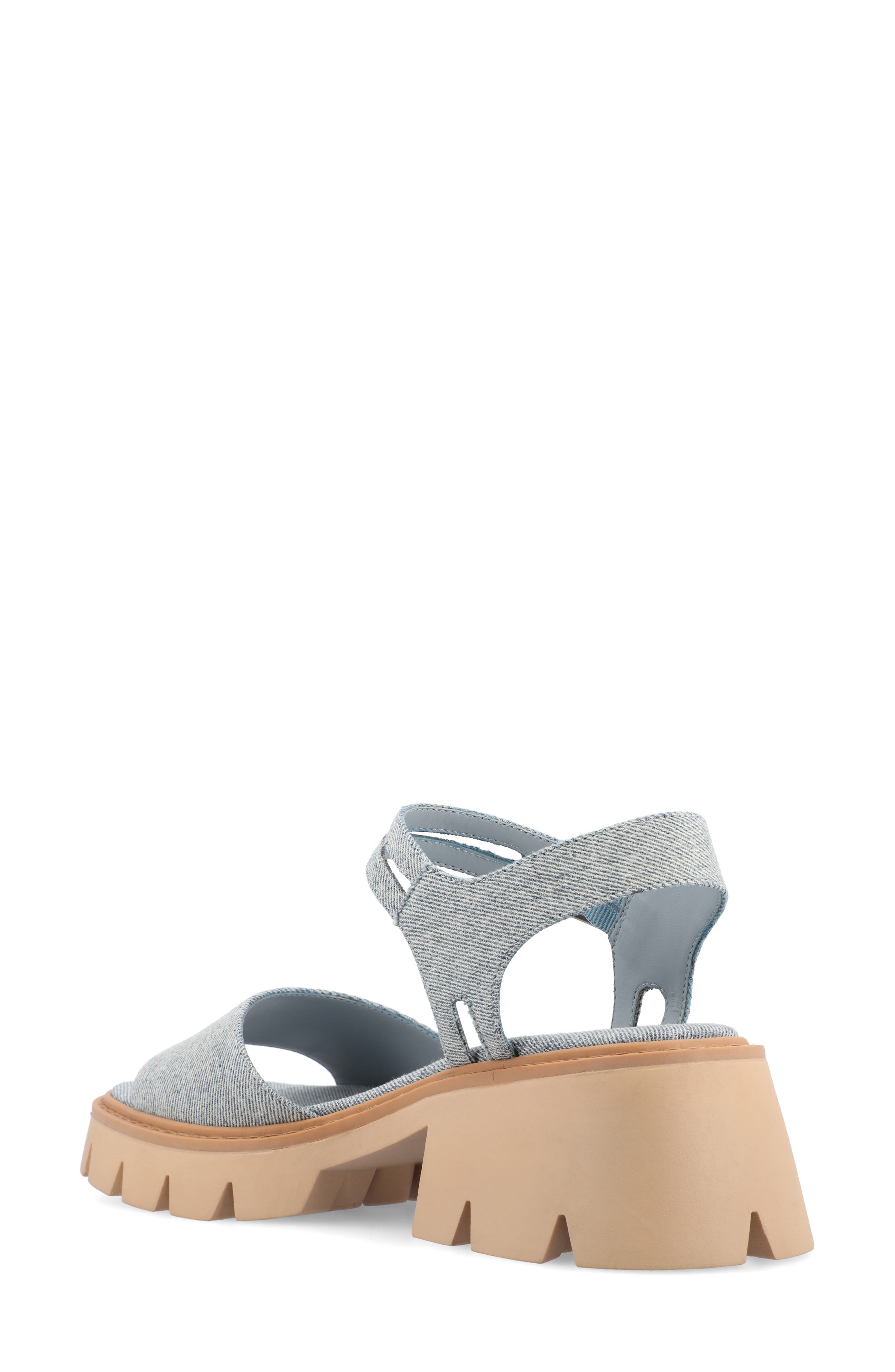 Journee Collection Lug Platform Sandal, Alternate, color, Light Denim