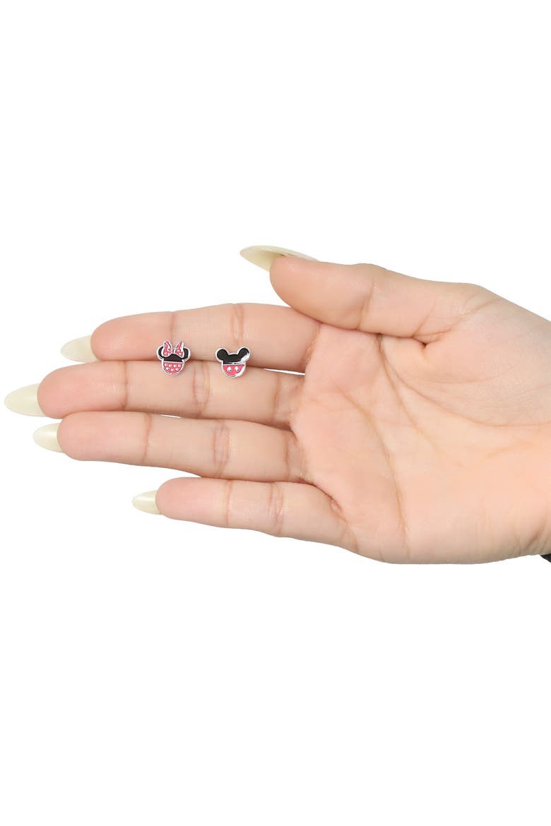 Mismatched Mickey And Minnie Mouse Earrings, Alternate, color, Red, Black