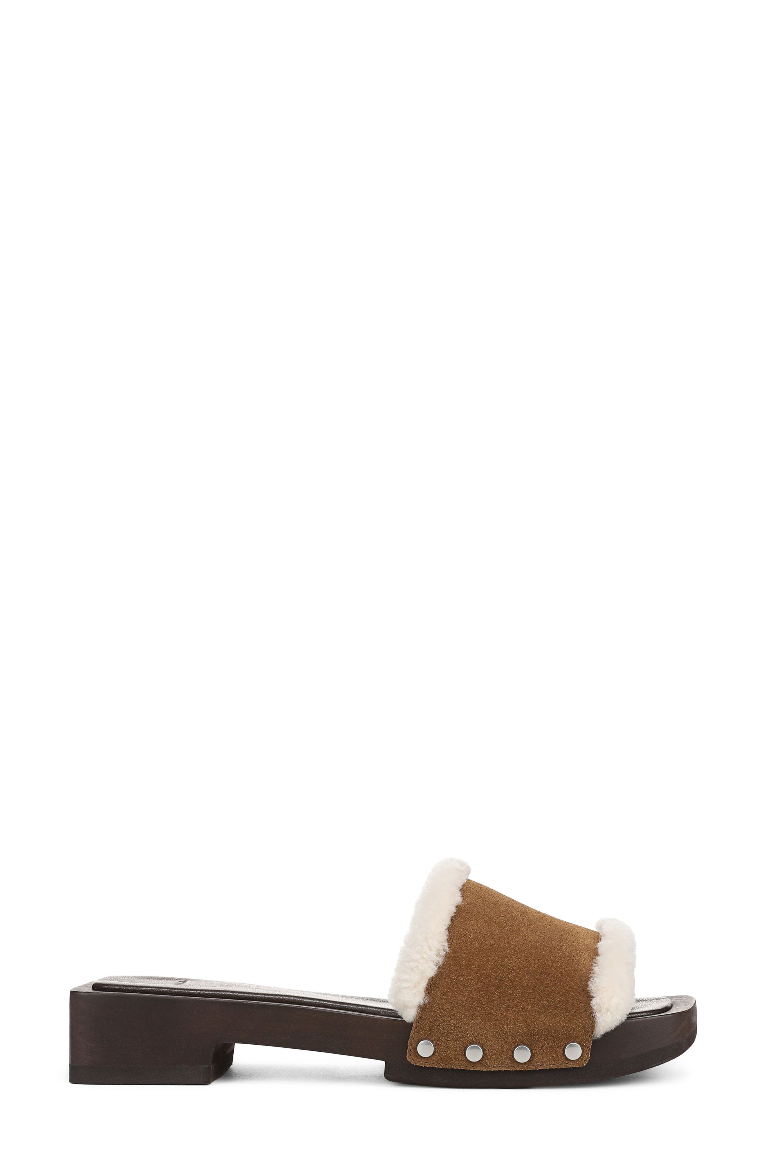 Barbara Genuine Shearling Slide Sandal, Alternate, color, ELMWOOD
