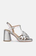 Alma en Pena Metallic Sandal with Flower Detail