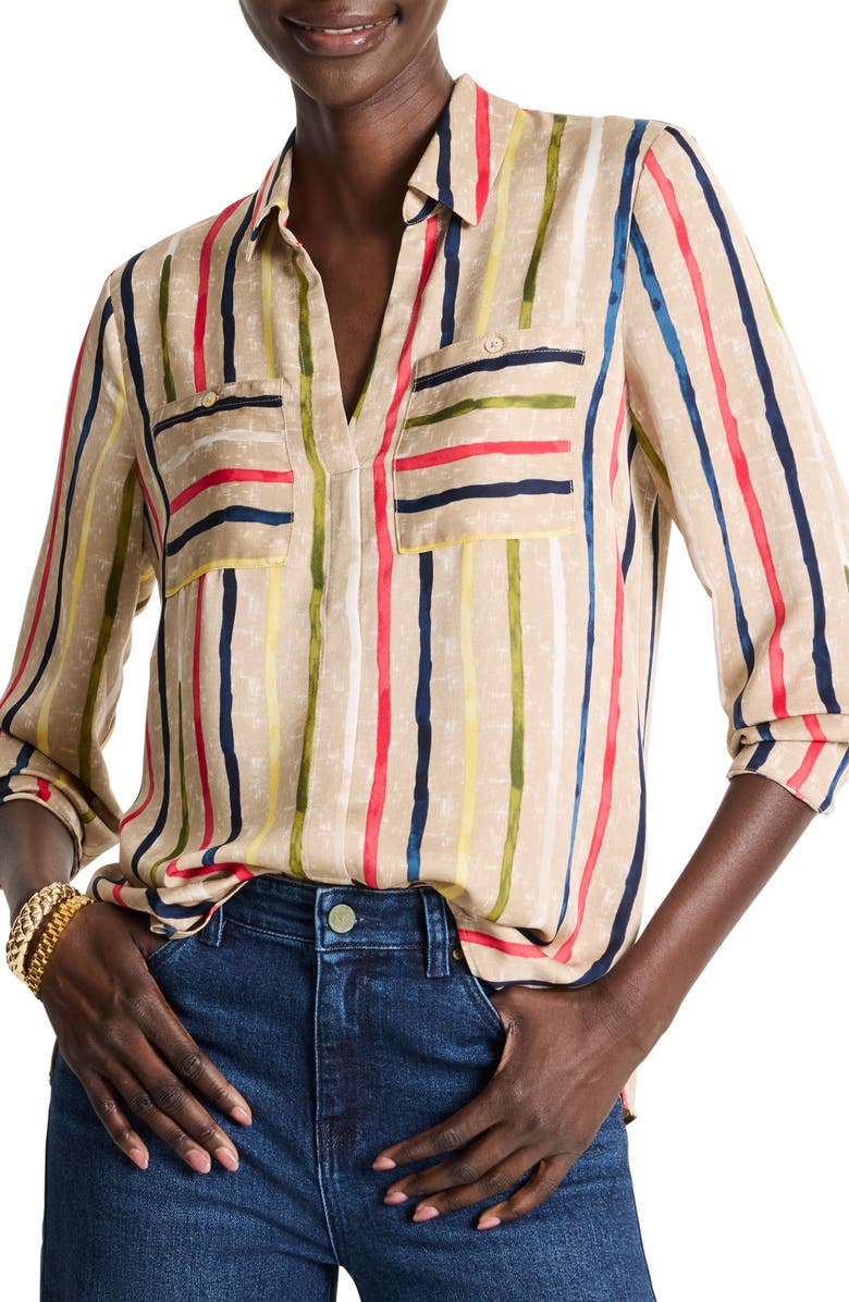 NIC+ZOE Painted Stripe Popover Top, Main, color, 