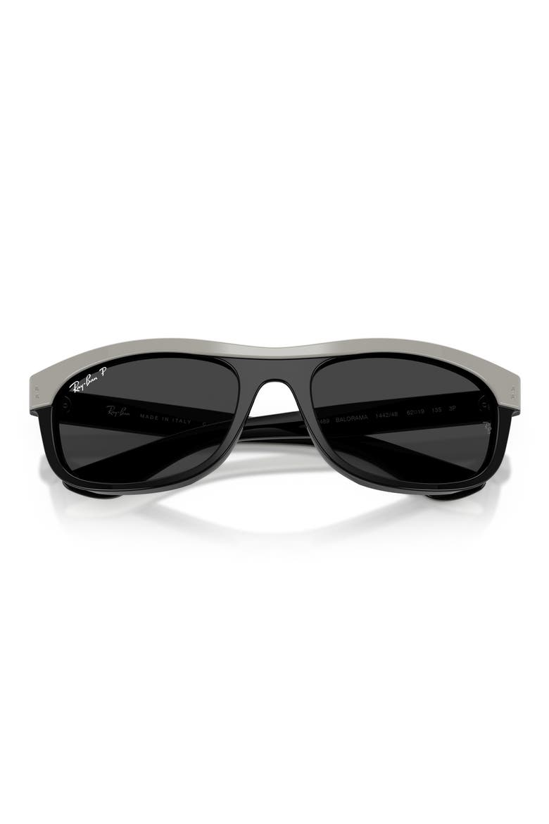 62mm Balorama Polarized Rectangle Sunglasses, Alternate, color, GREY ON BLACK / POLAR BLACK