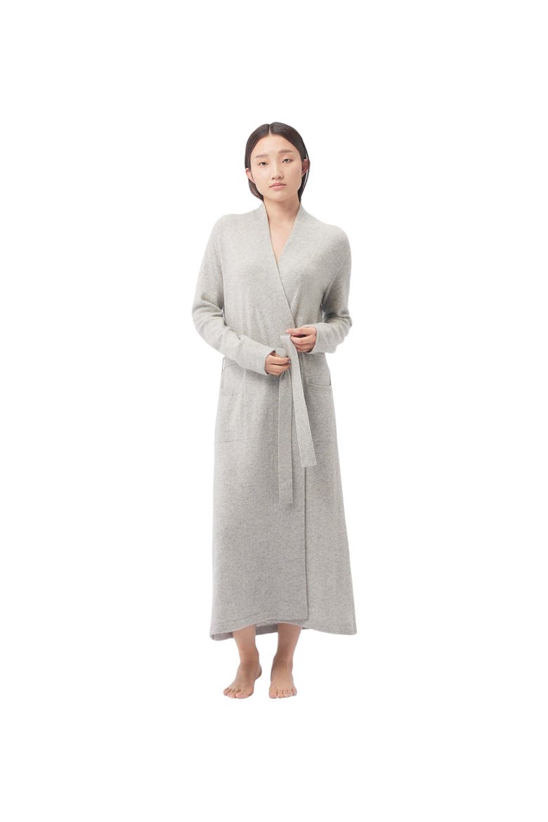 Long Cashmere Robe, Alternate, color, dawn blue