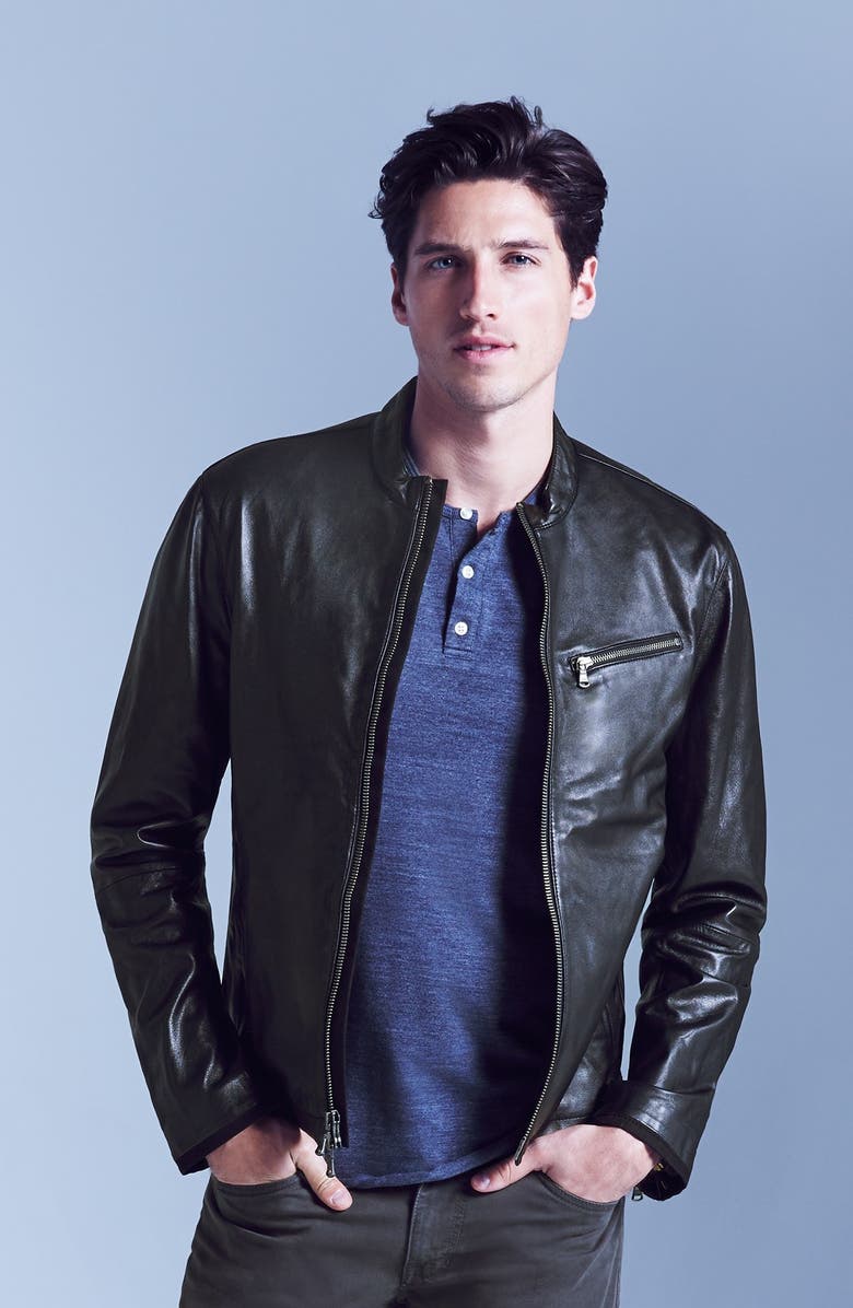 John Varvatos Star USA Leather Moto Jacket, Alternate, color, 