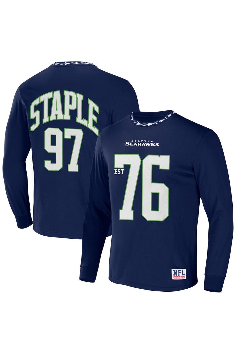 Men's NFL x Staple Navy Seattle Seahawks Core Team Long Sleeve T-Shirt, Main, color, Navy