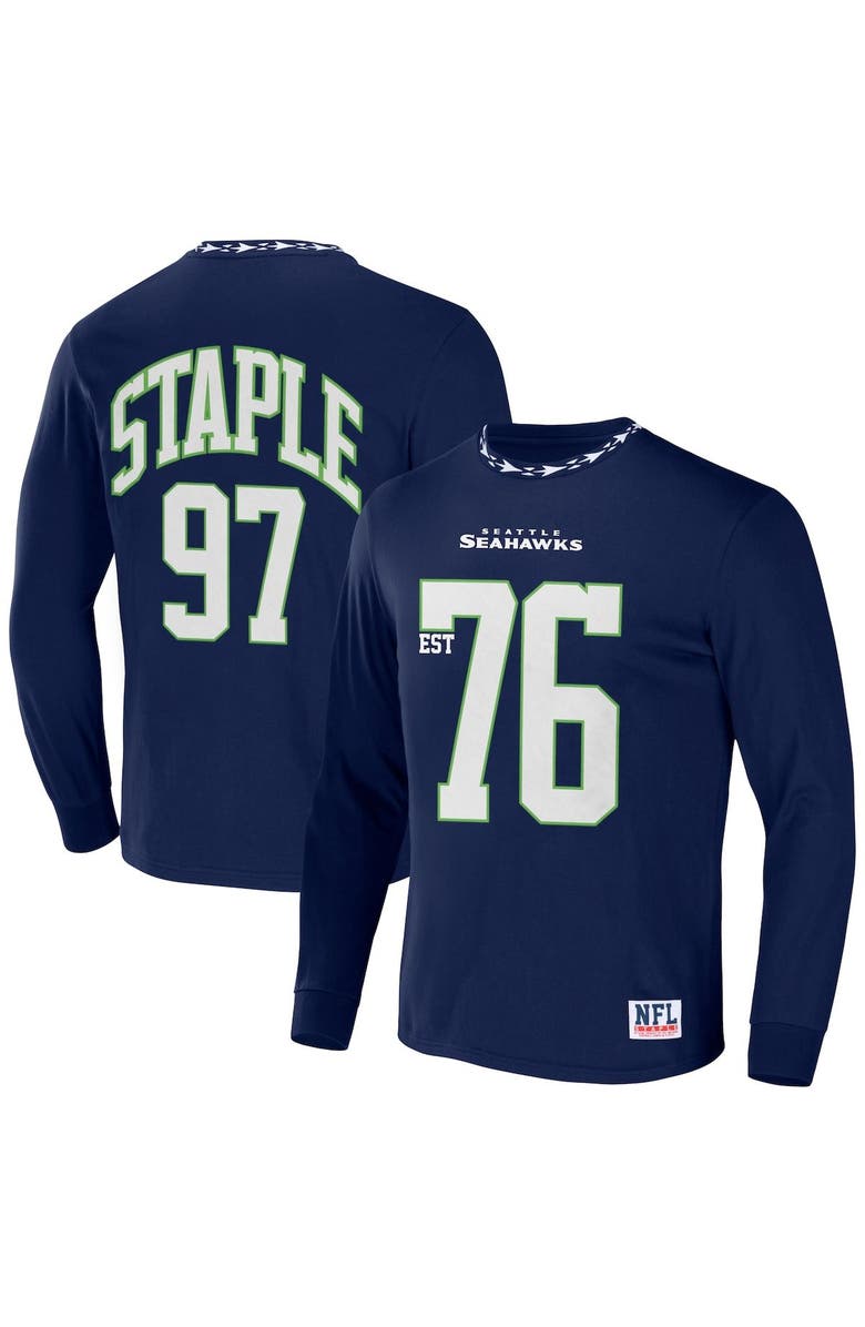 STAPLE Men's NFL x Staple Navy Seattle Seahawks Core Team Long Sleeve T-Shirt, Main, color, Navy