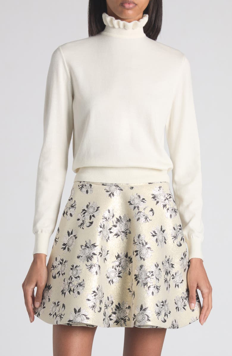 McQueen Ruffle Collar Wool Blend Sweater, Main, color, Ivory
