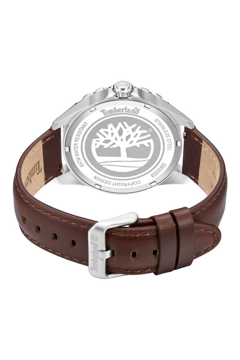 Day Pond Leather Strap Watch, 45mm, Alternate, color, DARK BROWN