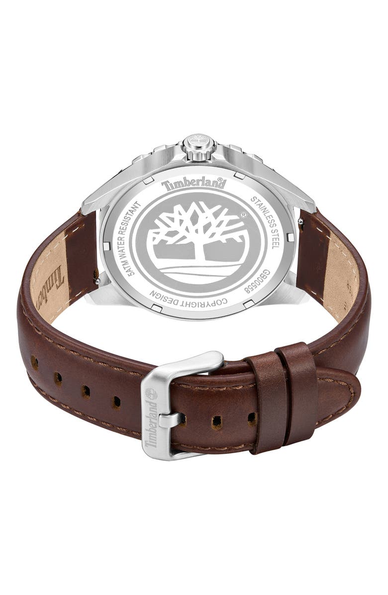 Timberland Day Pond Leather Strap Watch, 45mm, Alternate, color,