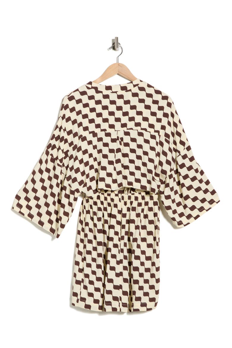 Wavy Print Twist Bodice Minidress, Alternate, color, BROWN BOSSA NOVA