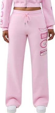 True Religion Crystal Patch Mid Rise Straight Leg Sweatpants