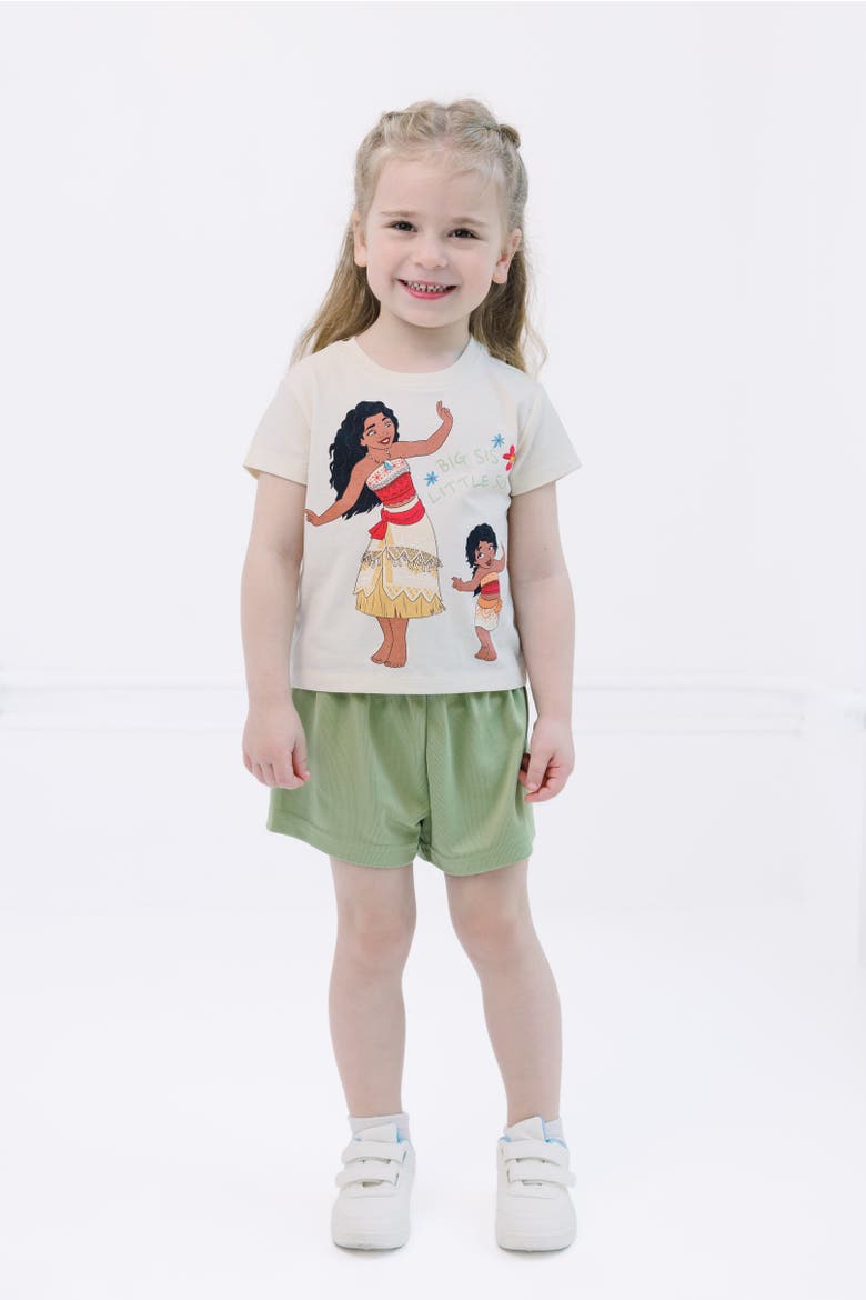 Lilo & Stitch 2-Piece Tee and Shorts Set, Alternate, color, Cream Green Moana