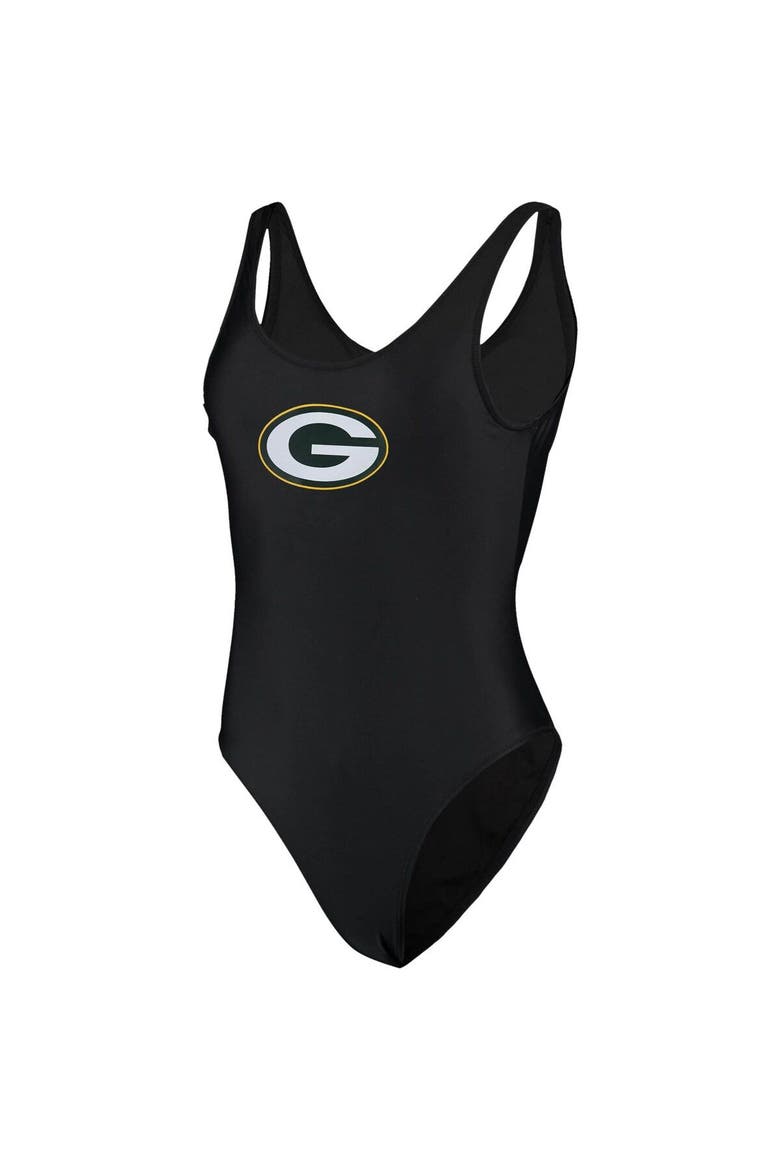Women's G-III 4Her by Carl Banks Black Green Bay Packers Making Waves One-Piece Swimsuit, Alternate, color, Black