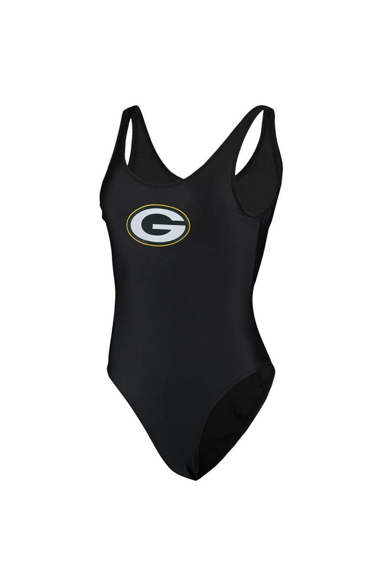 G-III 4HER BY CARL BANKS Women's G-III 4Her by Carl Banks Black Green Bay Packers Making Waves One-Piece Swimsuit, Alternate, color, 
