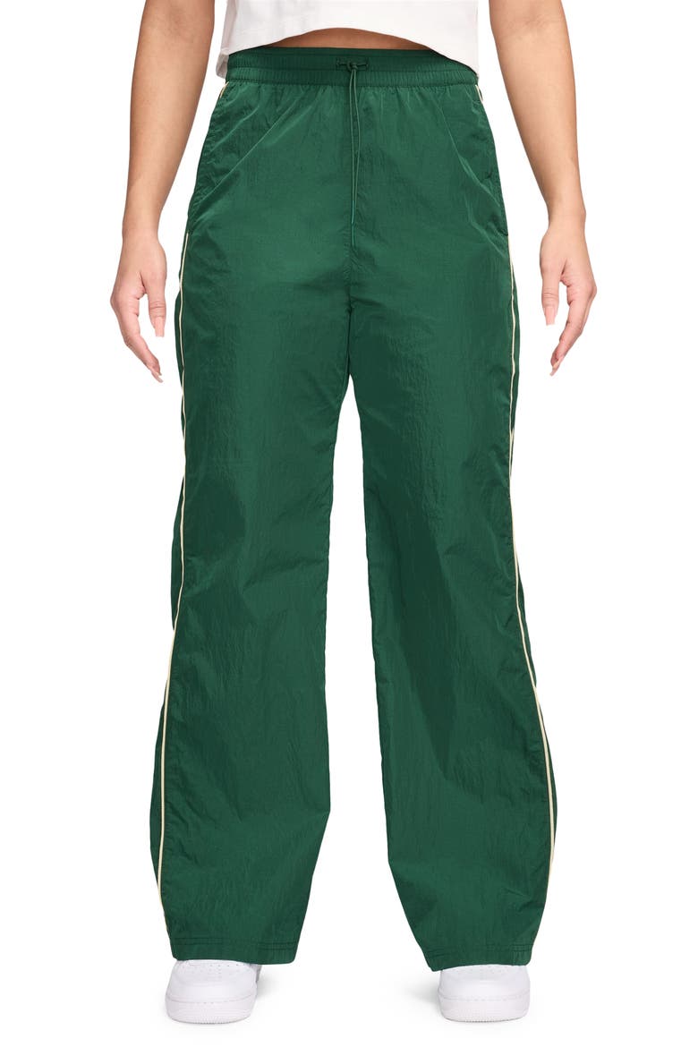 Windrunner Water Repellent High Waist Woven Pants, Main, color, GORGE GREEN/ SAIL