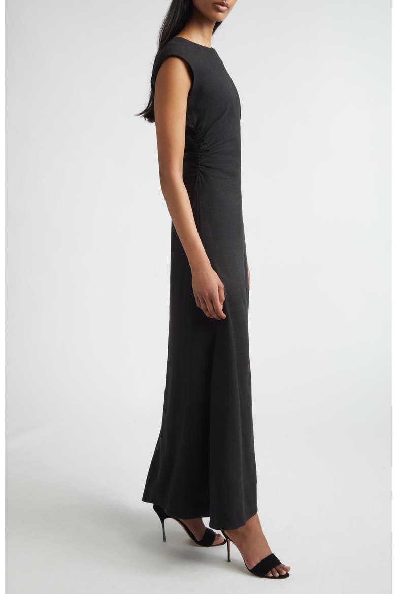 Mira Stretch Linen Blend Twill Dress, Alternate, color, BLACK
