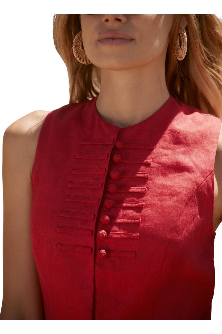 Linen Military Detail Top, Alternate, color, Red