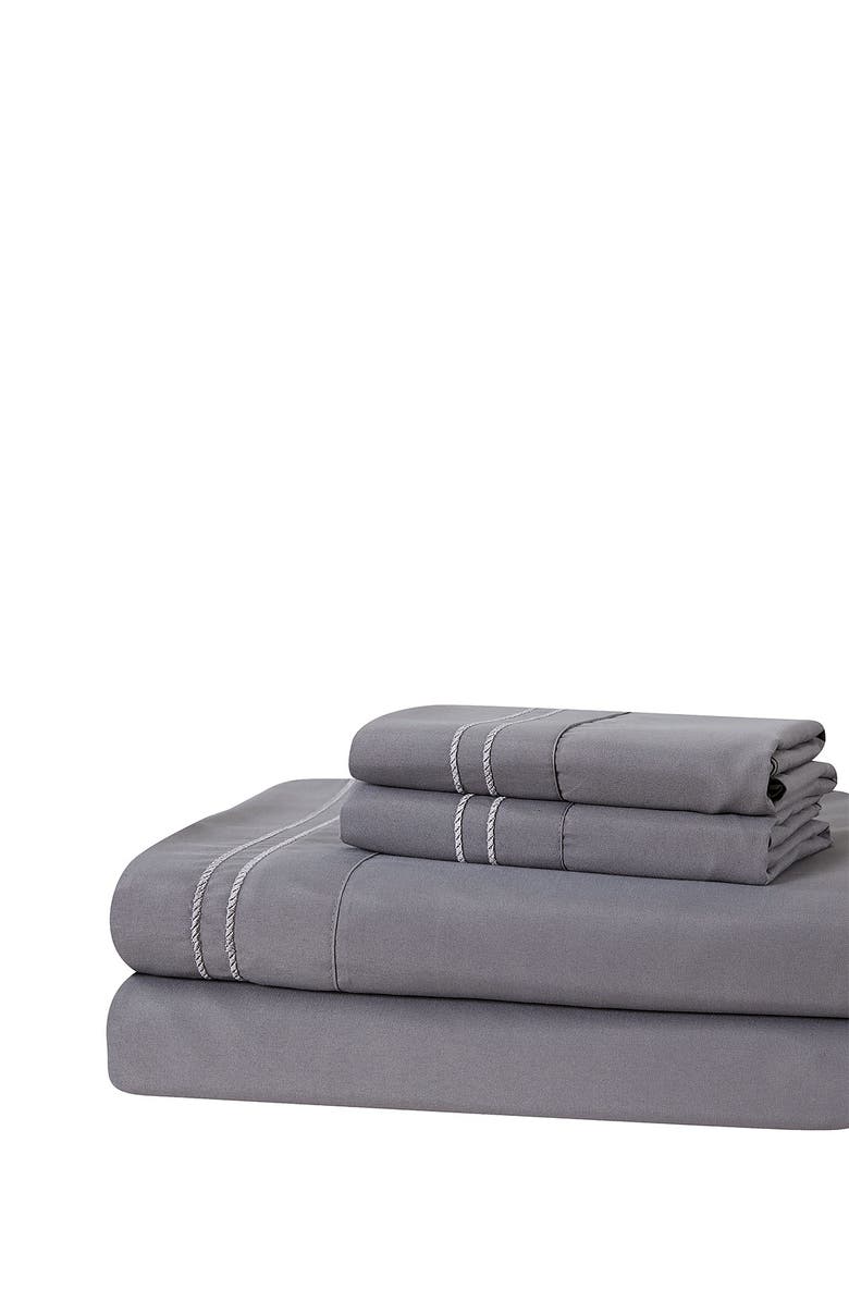 Modern Threads Manor Ridge Luxury 100 GSM Brushed Microfiber Extra Soft Hypoallergenic 4-Piece Double Marrow Hem Sheet Set, Sage - Queen, Main, color, 